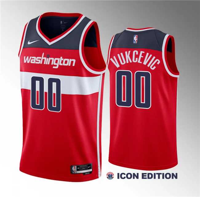 Men%27s Washington Wizards #00 Tristan Vukcevic Red 2023 Draft Icon Edition Stitched Jersey Dzhi